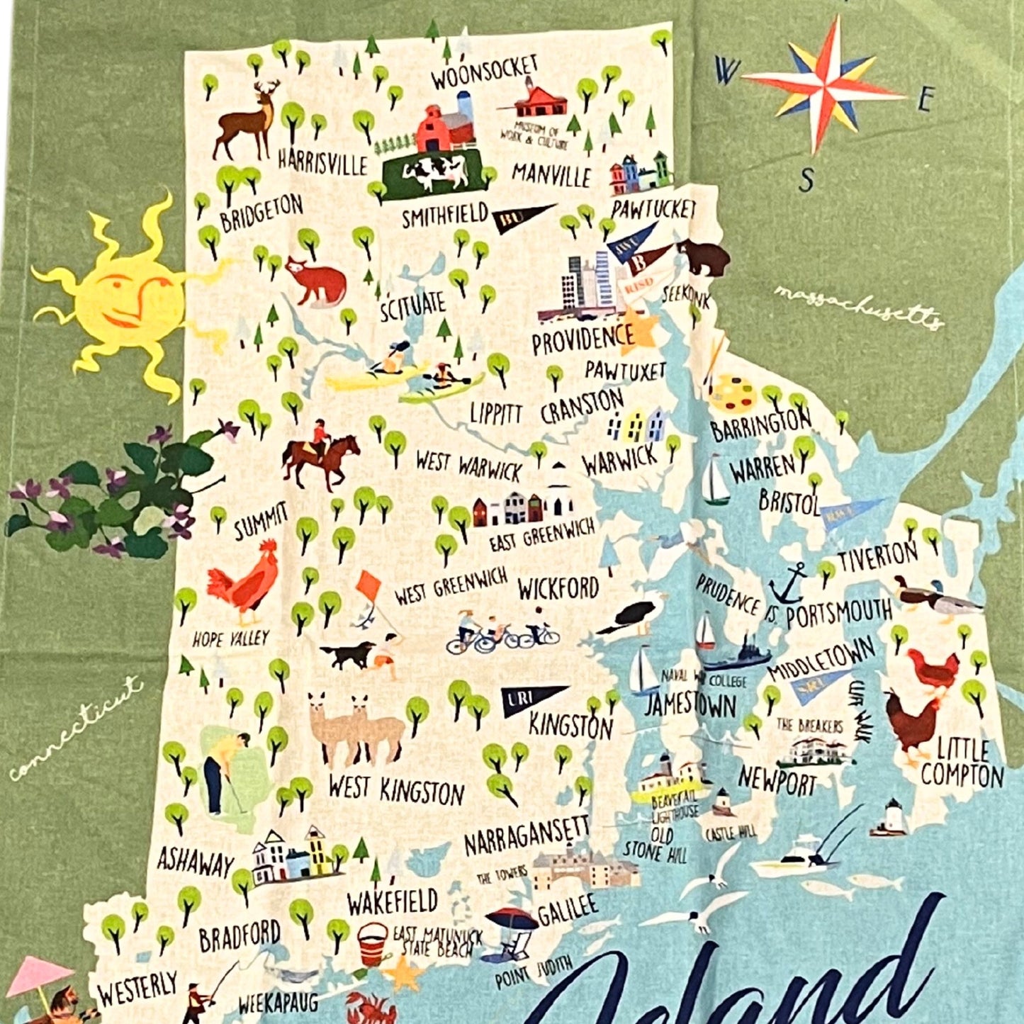 Rhode Island Map Kitchen Towel