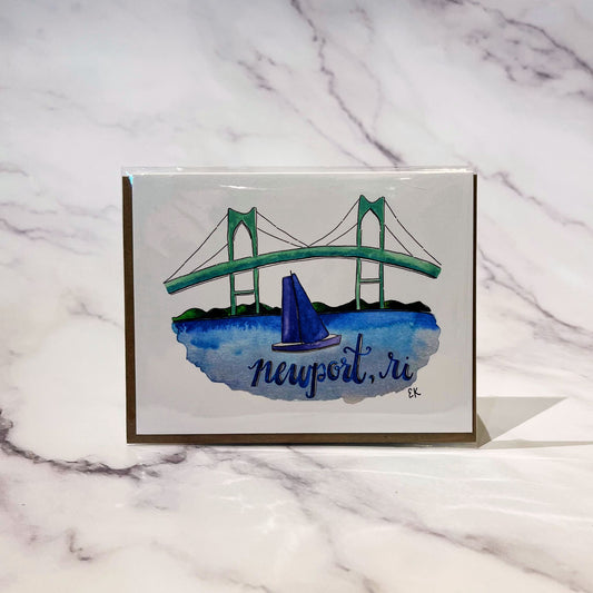 Newport, RI Pell Bridge Stylized Greeting Card