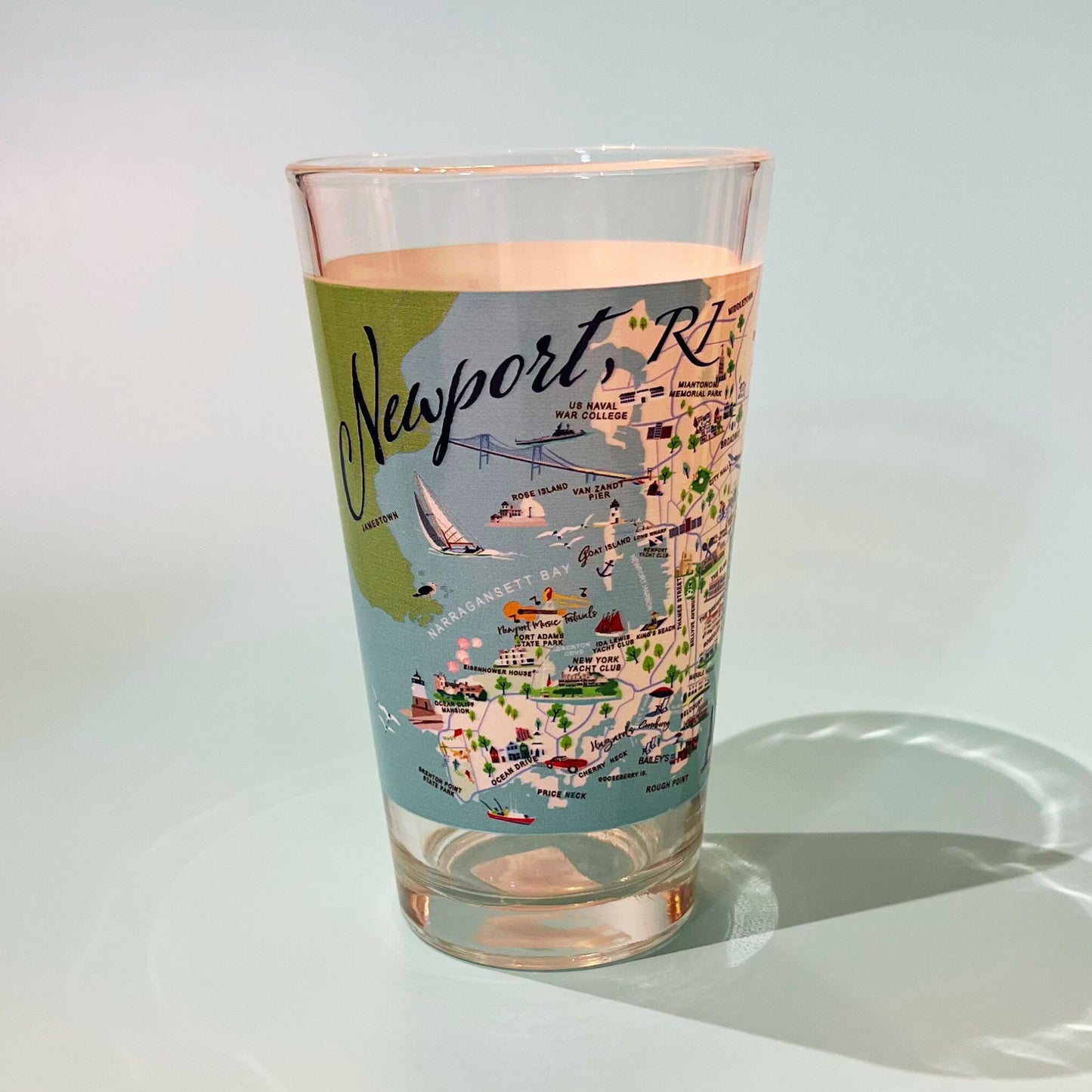 Newport RI Map Pint Glass