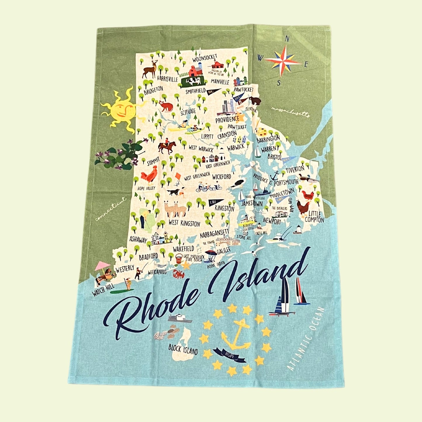 Rhode Island Map Kitchen Towel