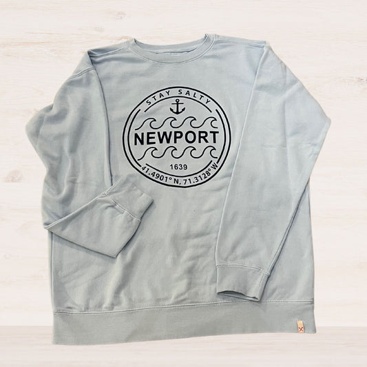 Newport, RI "Stay Salty" Crewneck Sweatshirt, Lt. Blue