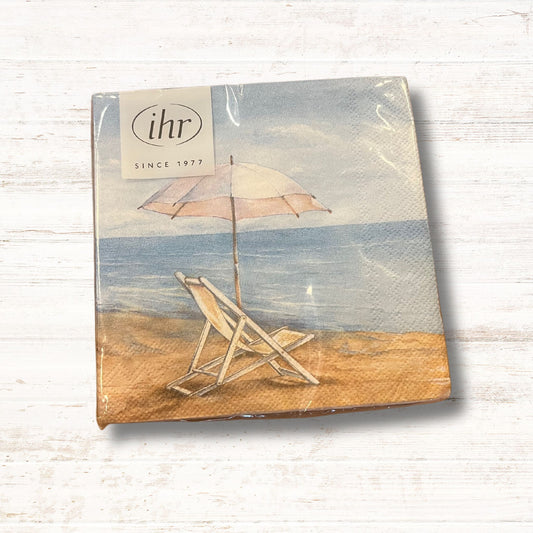 Deck Chair and Umbrella on the Beach Napkins