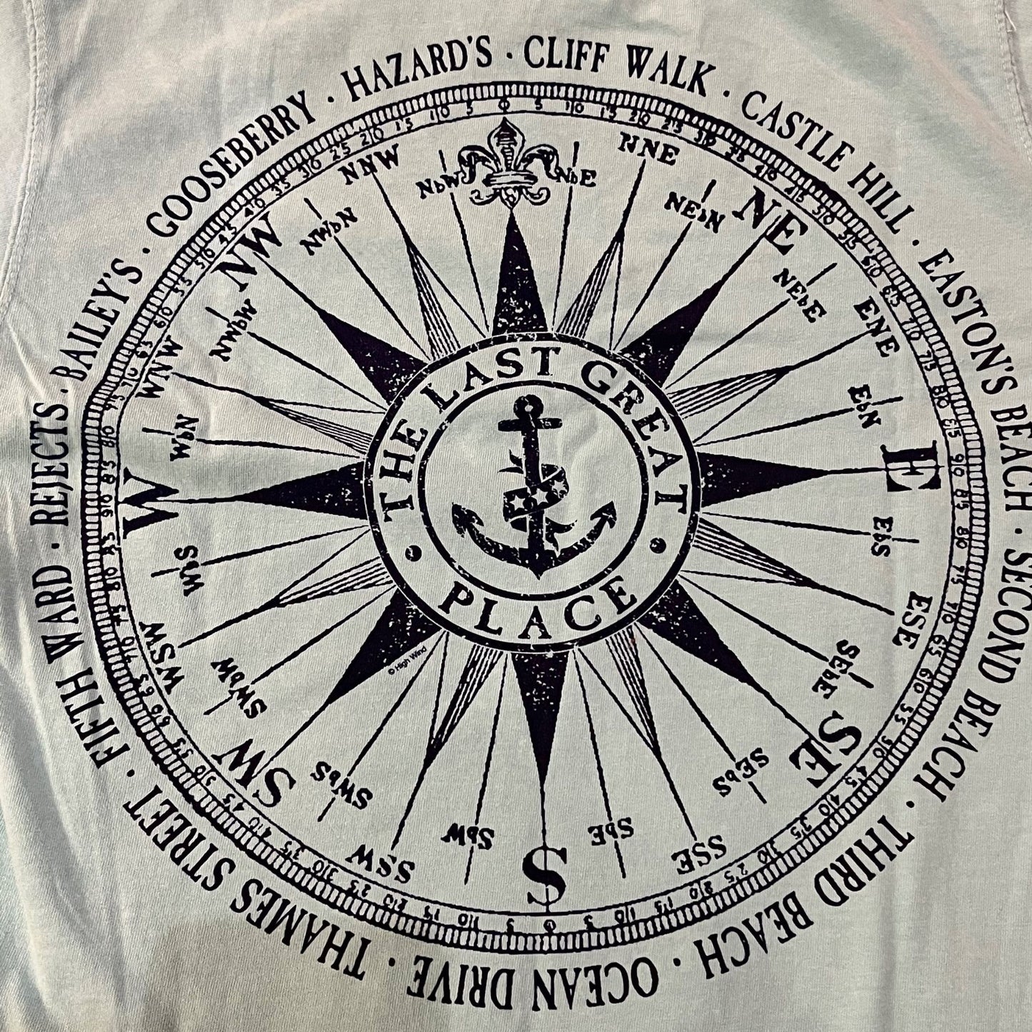 Newport Compass T-Shirt. Aqua