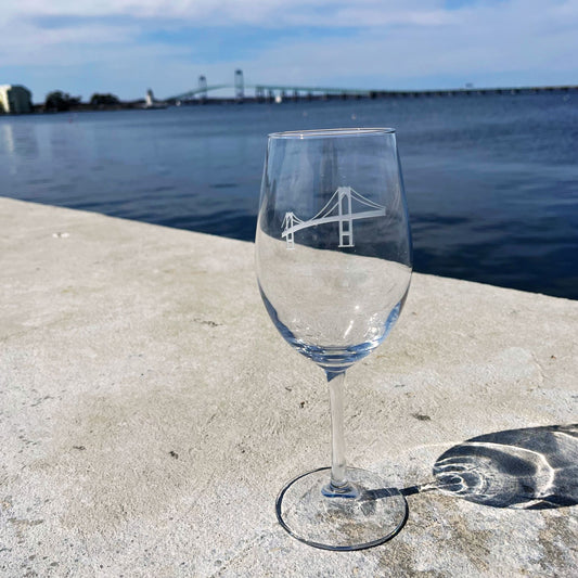 Newport Bridge Red Wine Glass