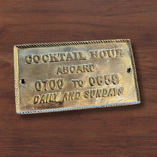 'Cocktail Hour..." Brass Decorative Plaque