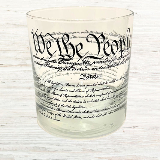 USA Constitution Rocks Glass