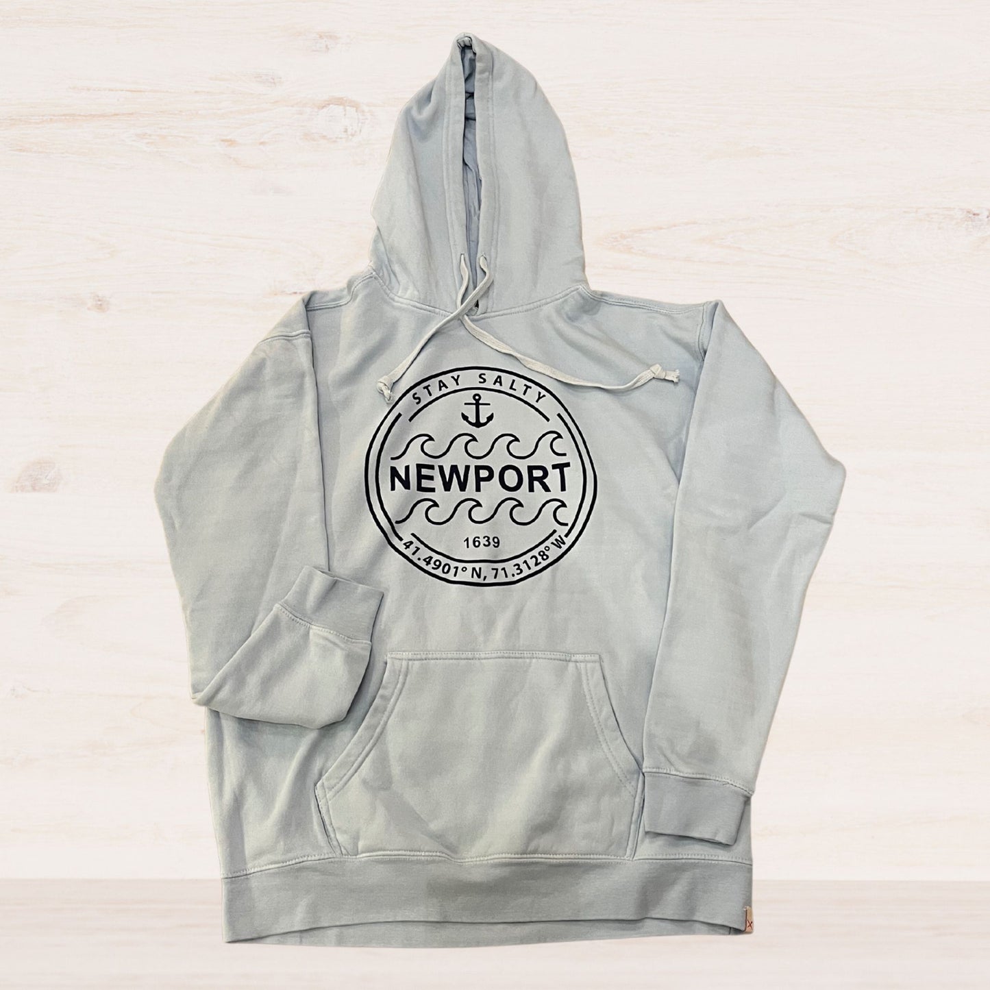 Newport, RI "Stay Salty" Hoodie, Light Blue