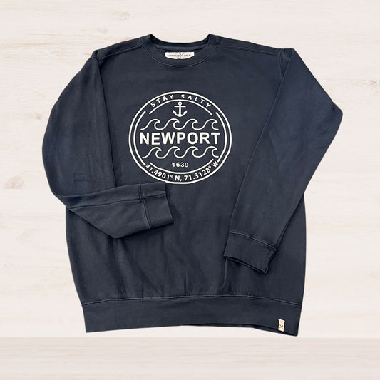 Newport, RI "Stay Salty" Crewneck Sweatshirt, Navy