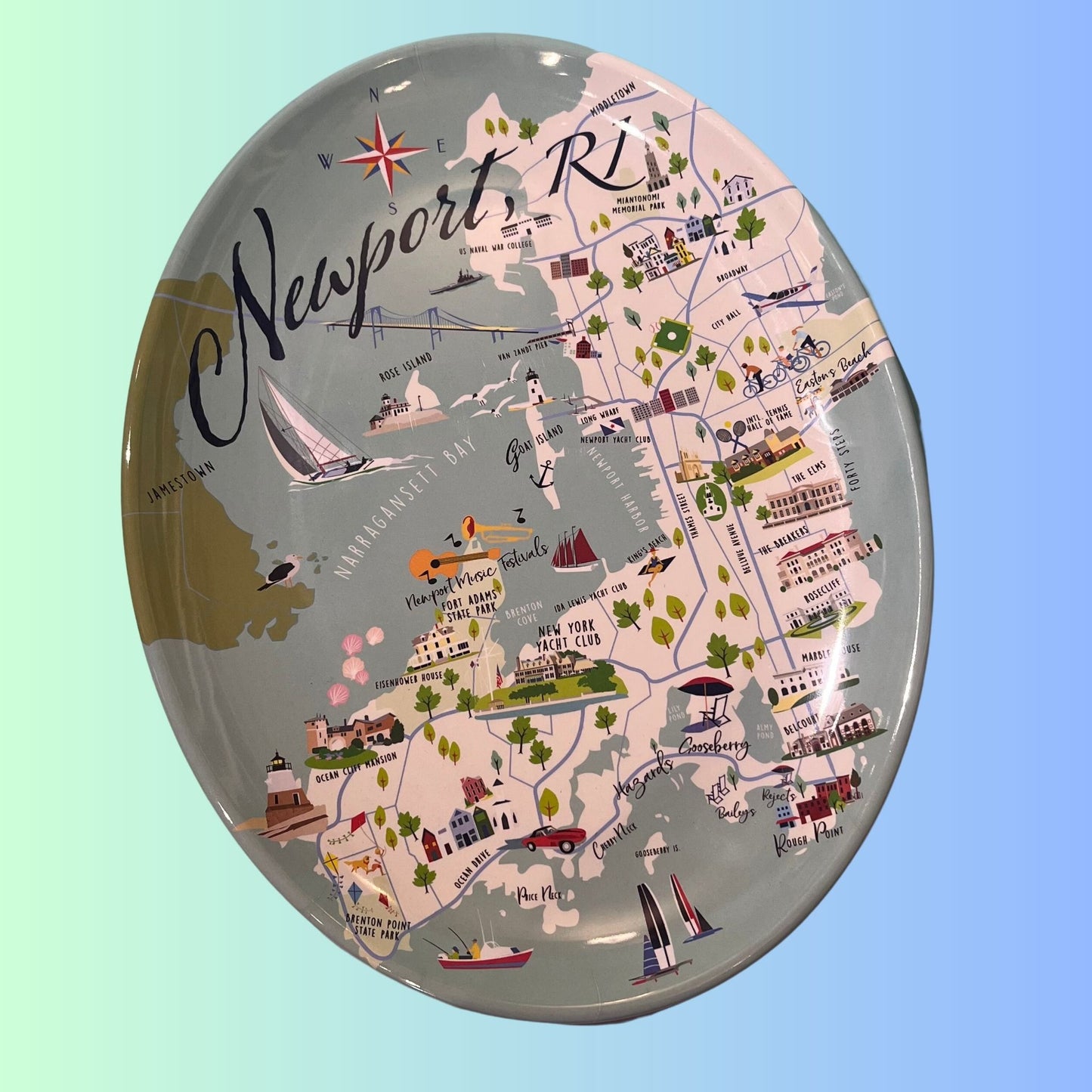 Newport RI Large Map Platter