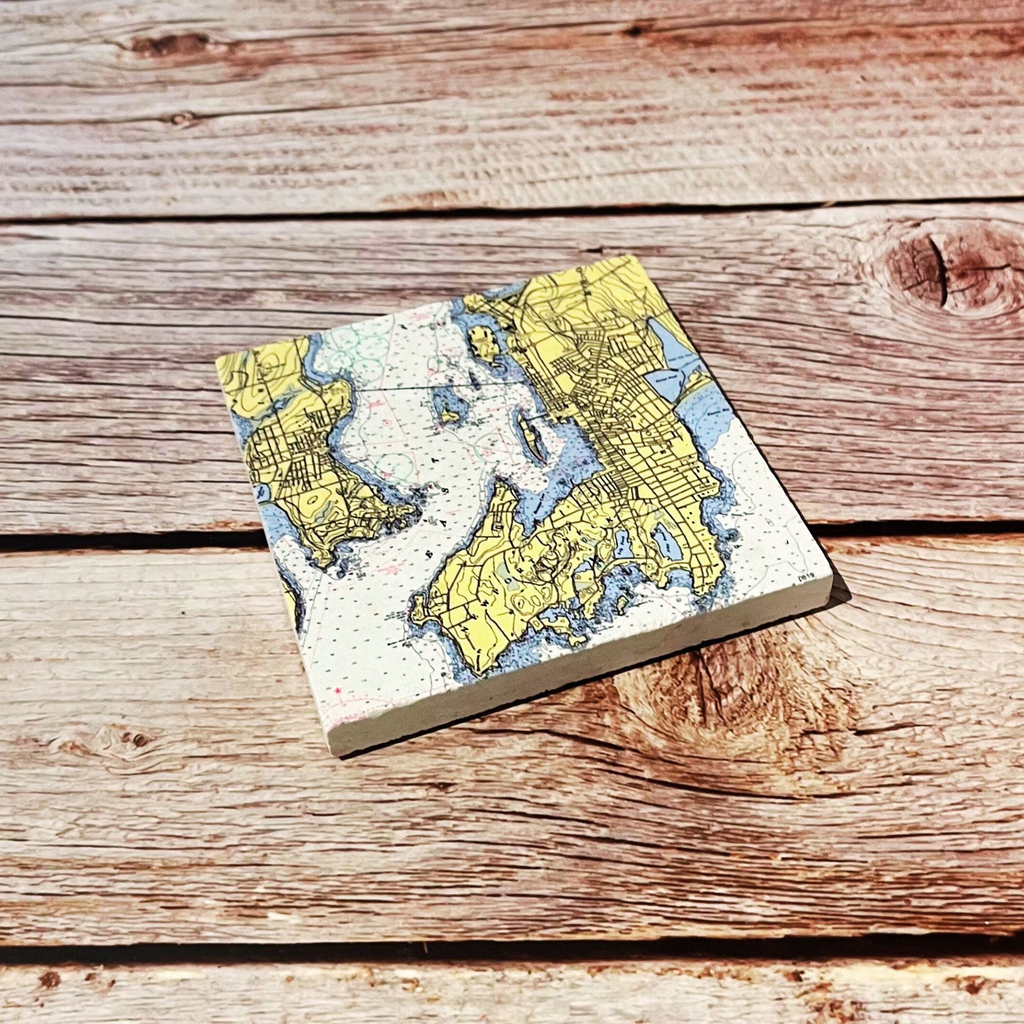 Newport, RI (Aquidneck Island) Marble Map Tile Coaster