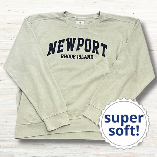 Newport, RI Super Soft Crewneck Sweatshirt, Light Sage