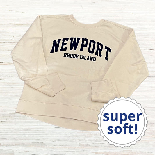 Newport, RI Super Soft Crewneck Sweatshirt, White