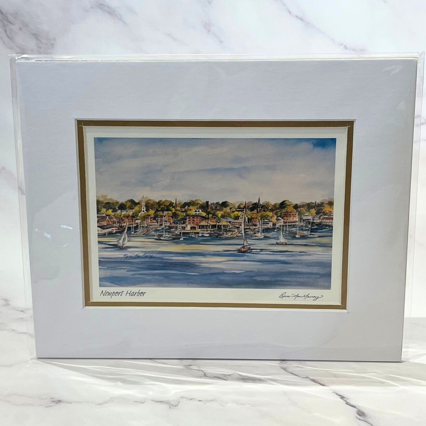 Newport Harbor Matted Print