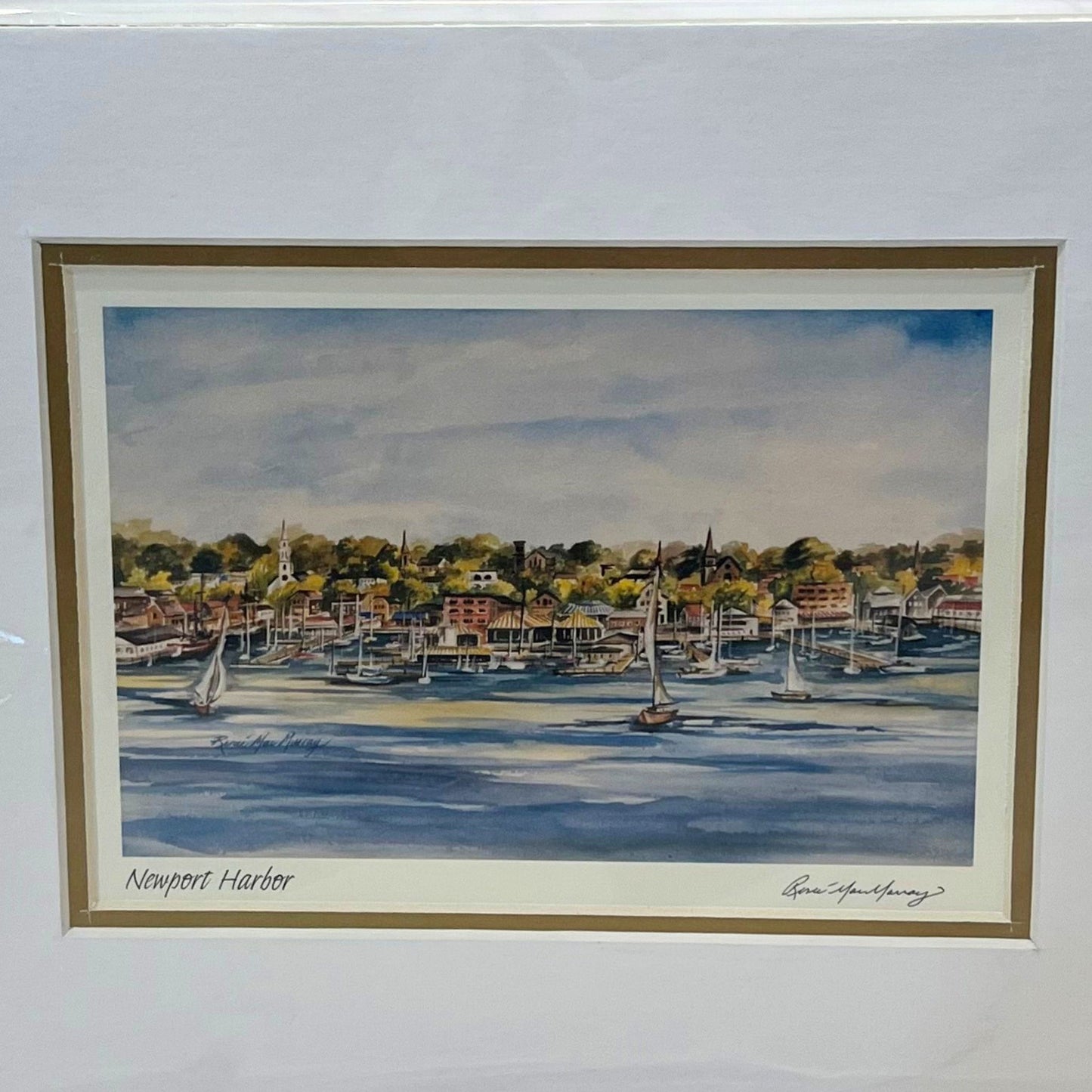 Newport Harbor Matted Print