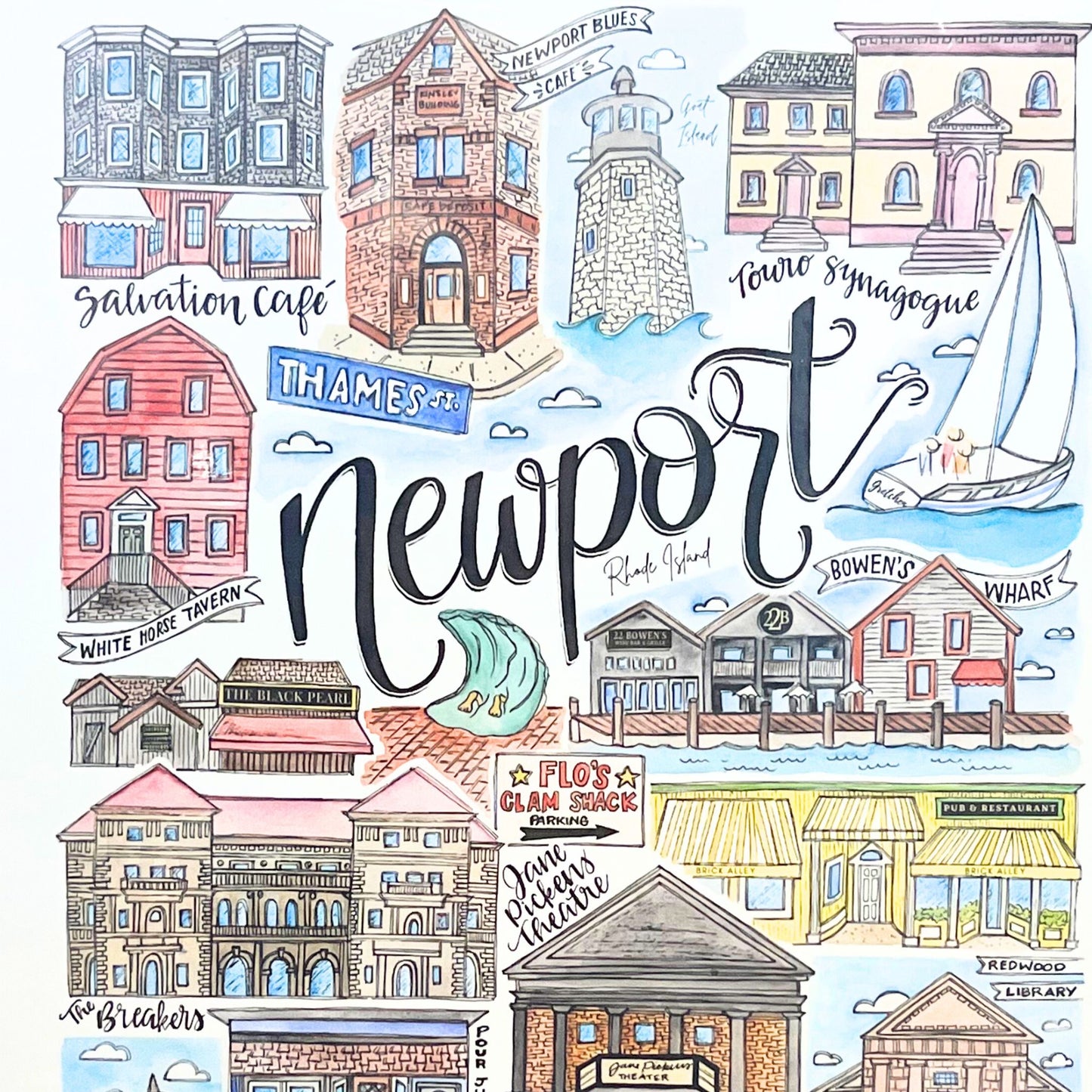 Newport RI Watercolor Print