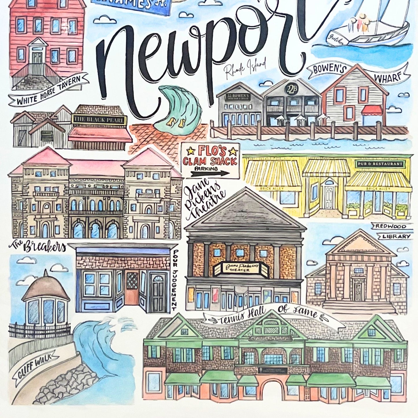 Newport RI Watercolor Print