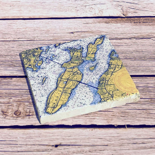 Conanicut Island (Jamestown) Marble Map Tile Coaster