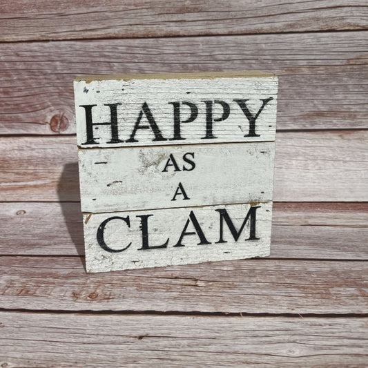 Happy as a Clam Wooden Box Sign